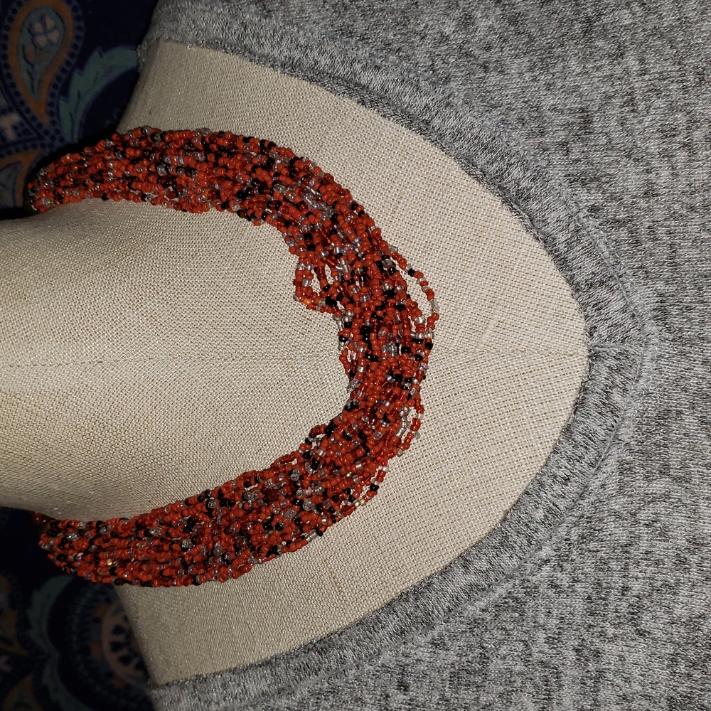 2 beaded necklaces,  16" black/ multi